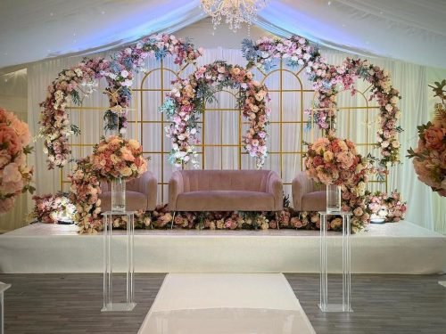 Wedding Stage Decoration | Pastel Theme With Flowers & Lights - Phule Weddings