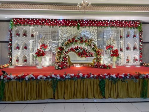 Affordable Stage Decoration For Wedding | Flower Arch Stage - Phule Weddings
