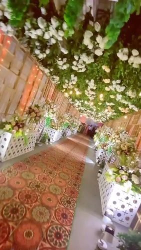 Wedding Passage Decoration With Hanging Flowers – Phule Weddings