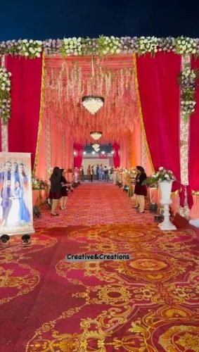 Wedding Passage Decoration With LED Lights And Drapes – Phule Weddings
