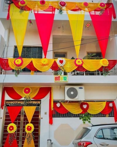 Simple Wedding Home Decoration With Lights And Flowers | Phule Weddings