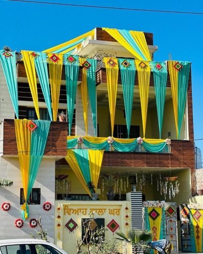 Indoor Wedding Home Decoration With Drapes And Diyas | Phule Weddings